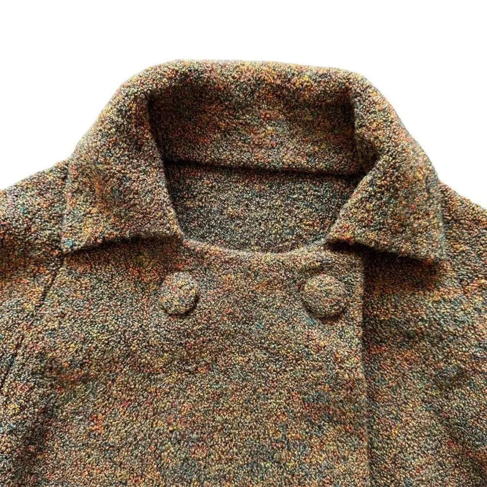 Girls Boulce Knit Brown Double Breasted Sweater  Cardigan Flecks Approx. Size 12